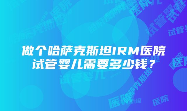 做个哈萨克斯坦IRM医院试管婴儿需要多少钱？