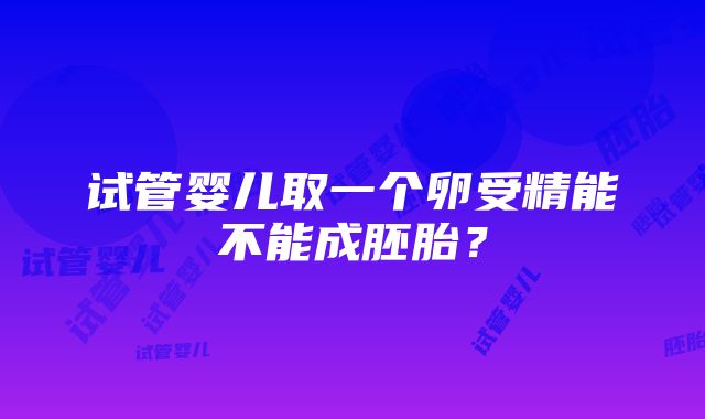 试管婴儿取一个卵受精能不能成胚胎？