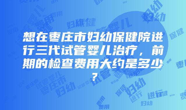 想在枣庄市妇幼保健院进行三代试管婴儿治疗，前期的检查费用大约是多少？