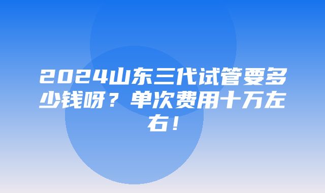 2024山东三代试管要多少钱呀？单次费用十万左右！