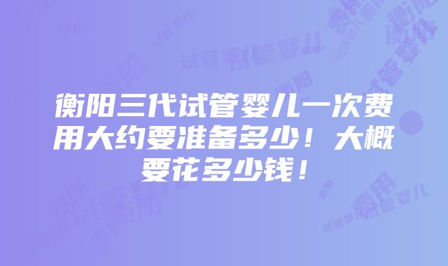 衡阳三代试管婴儿一次费用大约要准备多少！大概要花多少钱！