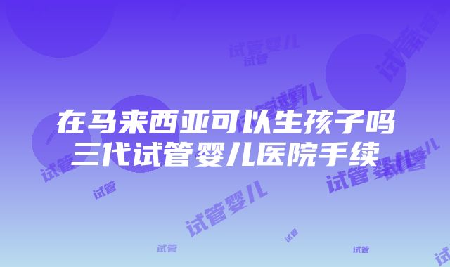 在马来西亚可以生孩子吗三代试管婴儿医院手续