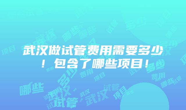 武汉做试管费用需要多少！包含了哪些项目！