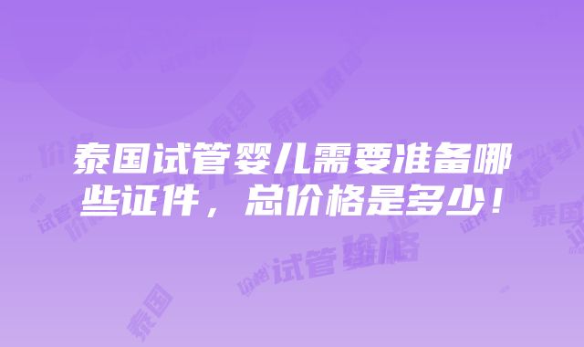 泰国试管婴儿需要准备哪些证件，总价格是多少！