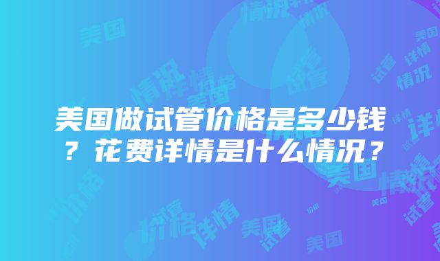 美国做试管价格是多少钱？花费详情是什么情况？