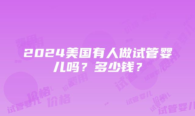 2024美国有人做试管婴儿吗？多少钱？