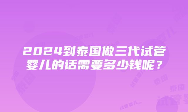 2024到泰国做三代试管婴儿的话需要多少钱呢？