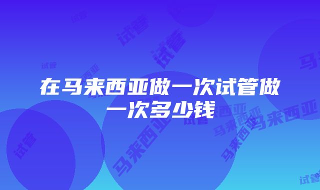 在马来西亚做一次试管做一次多少钱