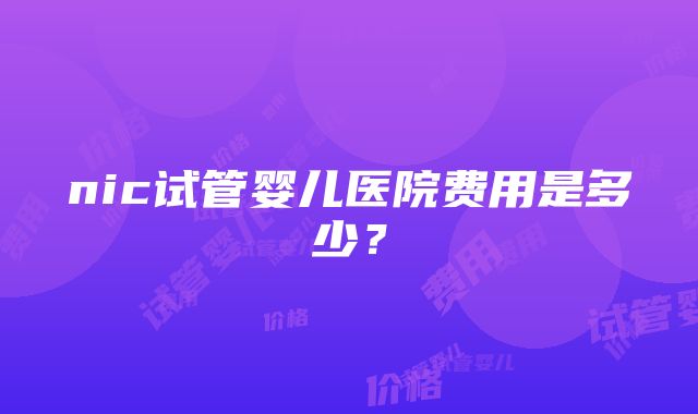 nic试管婴儿医院费用是多少？