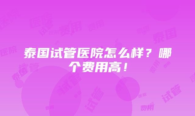 泰国试管医院怎么样？哪个费用高！