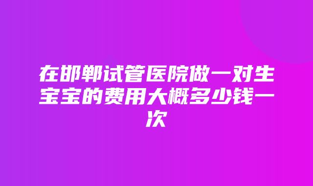 在邯郸试管医院做一对生宝宝的费用大概多少钱一次