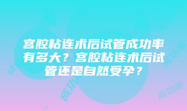 宫腔粘连术后试管成功率有多大？宫腔粘连术后试管还是自然受孕？