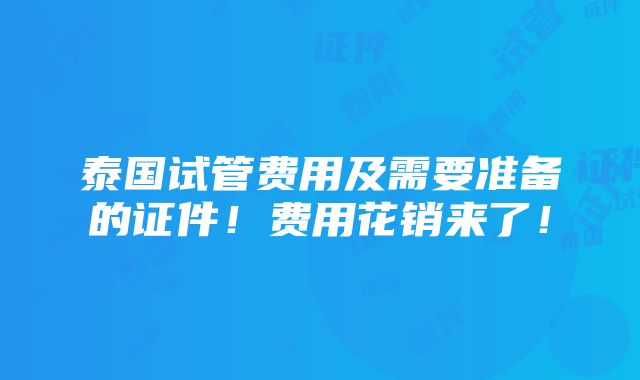 泰国试管费用及需要准备的证件！费用花销来了！