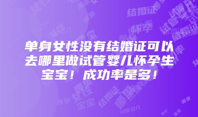 单身女性没有结婚证可以去哪里做试管婴儿怀孕生宝宝！成功率是多！