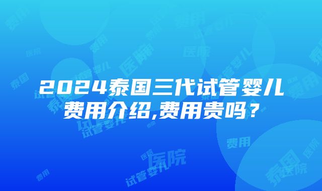 2024泰国三代试管婴儿费用介绍,费用贵吗？