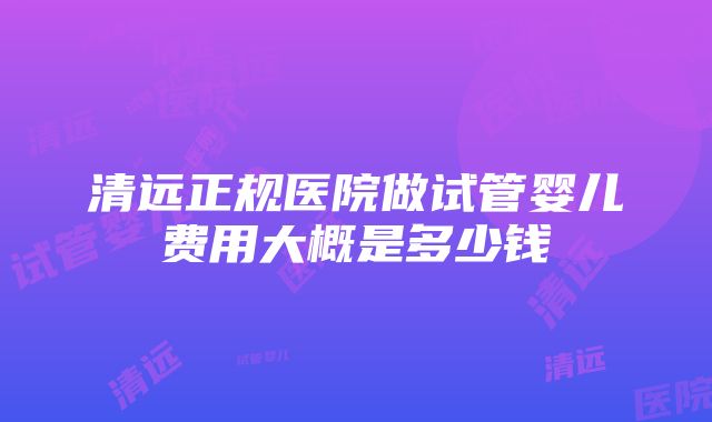 清远正规医院做试管婴儿费用大概是多少钱