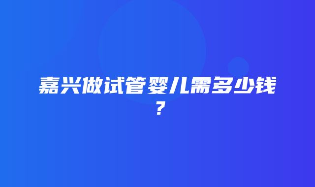 嘉兴做试管婴儿需多少钱？