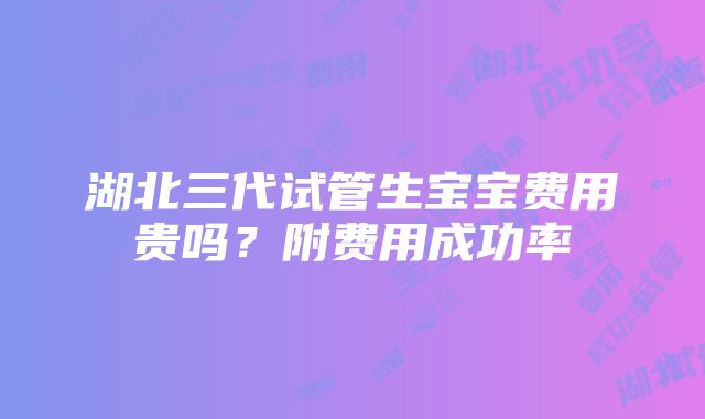 湖北三代试管生宝宝费用贵吗？附费用成功率