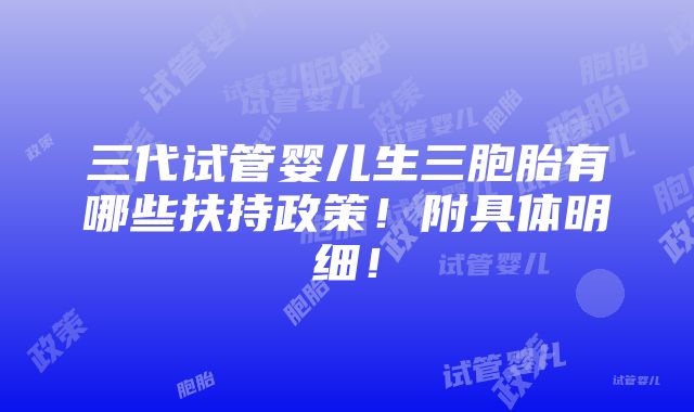 三代试管婴儿生三胞胎有哪些扶持政策！附具体明细！