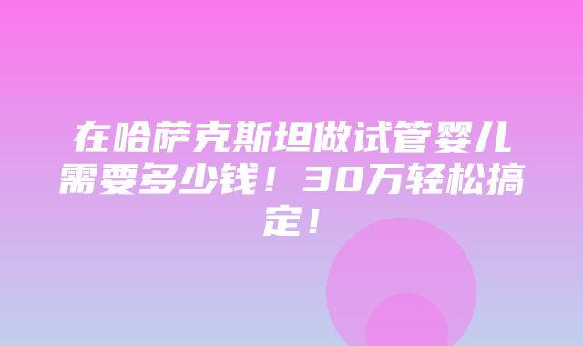 在哈萨克斯坦做试管婴儿需要多少钱！30万轻松搞定！