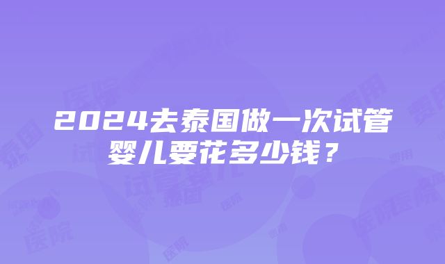 2024去泰国做一次试管婴儿要花多少钱？