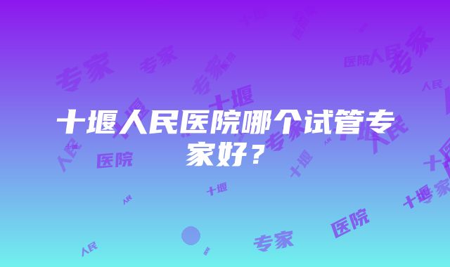 十堰人民医院哪个试管专家好？