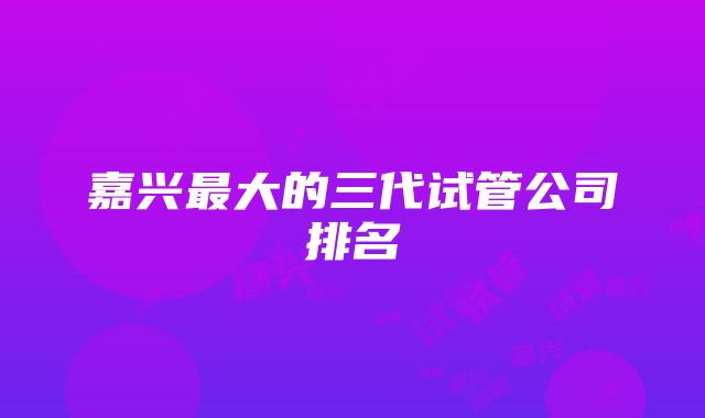 嘉兴最大的三代试管公司排名