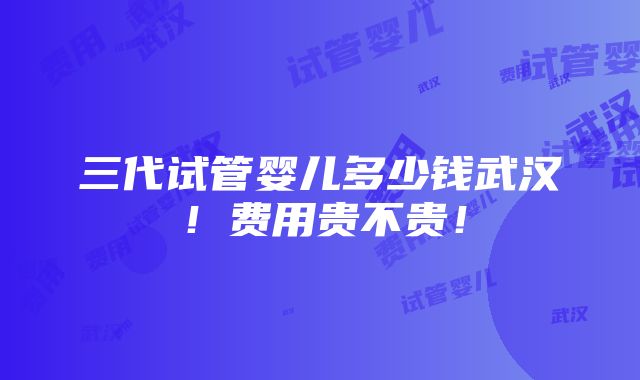 三代试管婴儿多少钱武汉！费用贵不贵！