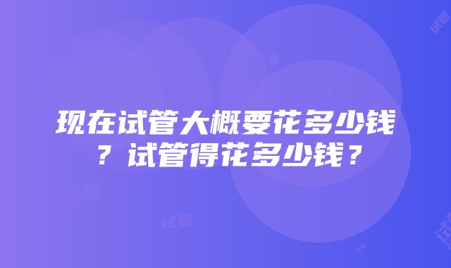 现在试管大概要花多少钱？试管得花多少钱？