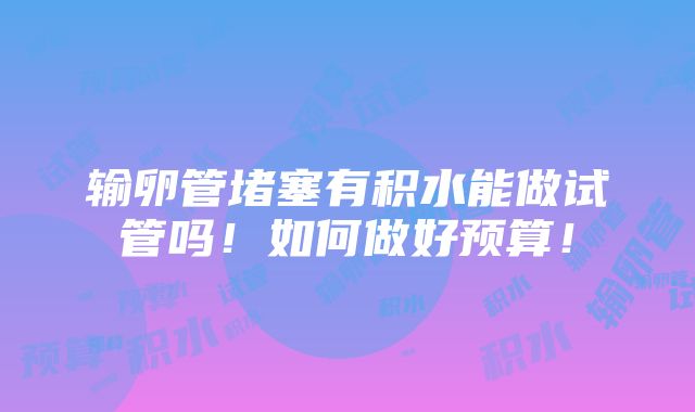 输卵管堵塞有积水能做试管吗！如何做好预算！