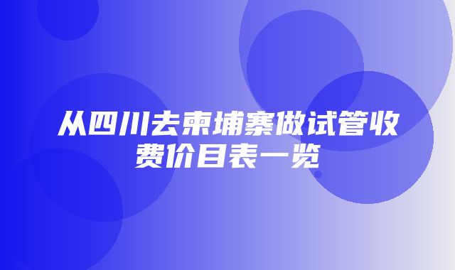 从四川去柬埔寨做试管收费价目表一览