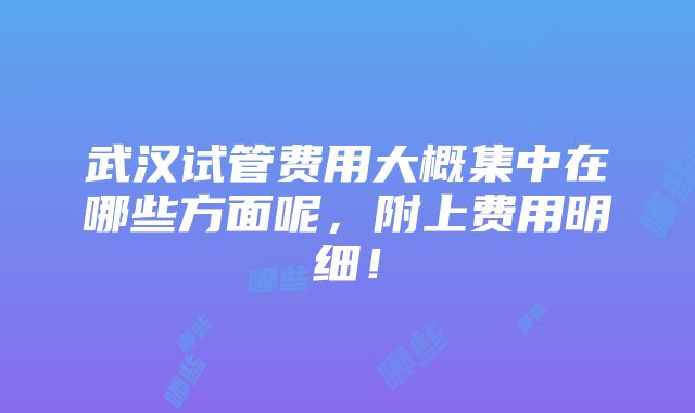 武汉试管费用大概集中在哪些方面呢，附上费用明细！