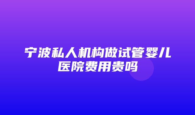 宁波私人机构做试管婴儿医院费用贵吗