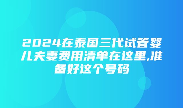 2024在泰国三代试管婴儿夫妻费用清单在这里,准备好这个号码