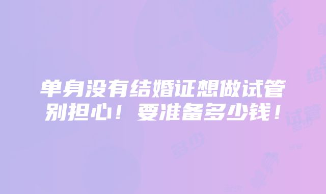 单身没有结婚证想做试管别担心！要准备多少钱！