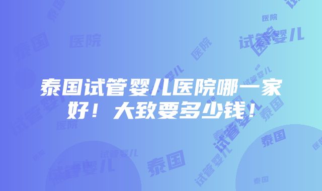 泰国试管婴儿医院哪一家好！大致要多少钱！