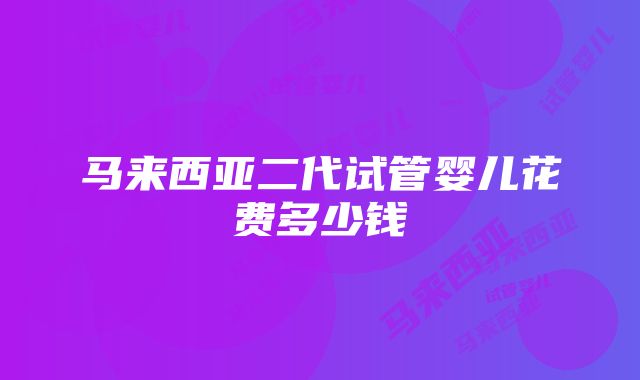 马来西亚二代试管婴儿花费多少钱