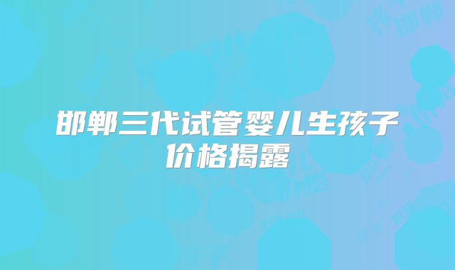 邯郸三代试管婴儿生孩子价格揭露