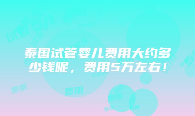 泰国试管婴儿费用大约多少钱呢，费用5万左右！