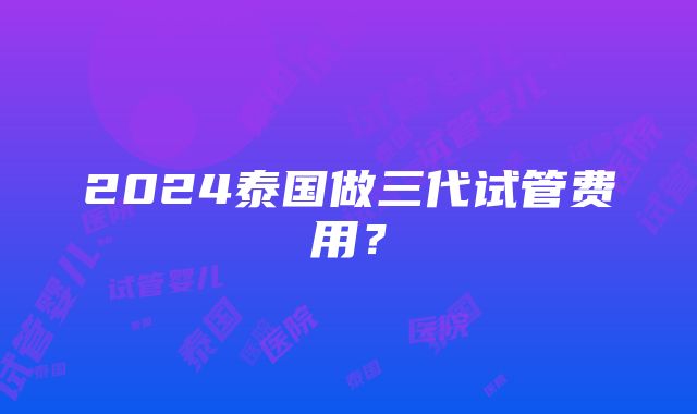 2024泰国做三代试管费用？