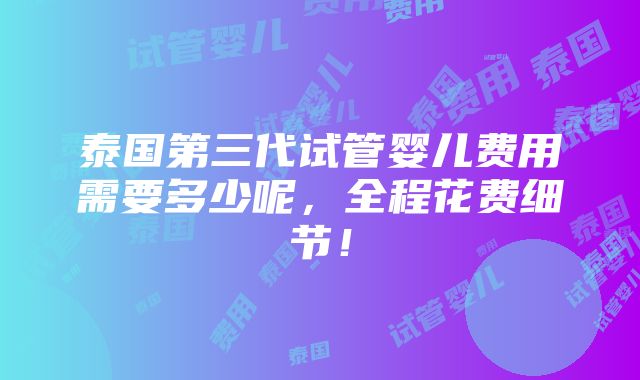 泰国第三代试管婴儿费用需要多少呢，全程花费细节！