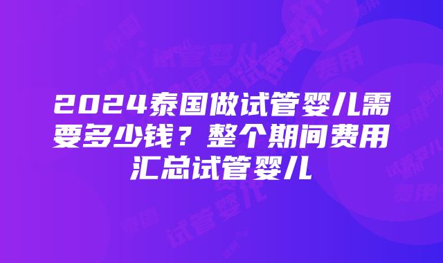 2024泰国做试管婴儿需要多少钱？整个期间费用汇总试管婴儿