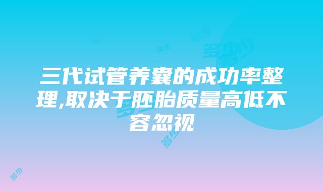 三代试管养囊的成功率整理,取决于胚胎质量高低不容忽视