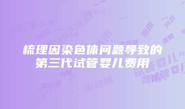 梳理因染色体问题导致的第三代试管婴儿费用