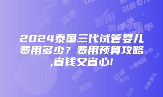 2024泰国三代试管婴儿费用多少？费用预算攻略,省钱又省心!