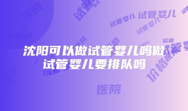 沈阳可以做试管婴儿吗做试管婴儿要排队吗