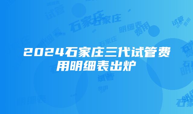 2024石家庄三代试管费用明细表出炉