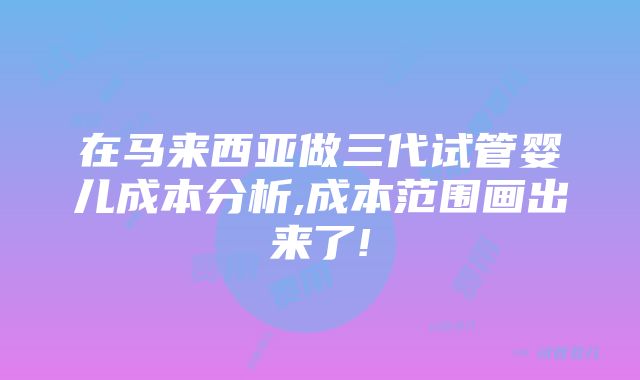 在马来西亚做三代试管婴儿成本分析,成本范围画出来了!