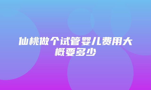 仙桃做个试管婴儿费用大概要多少