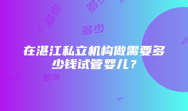 在湛江私立机构做需要多少钱试管婴儿？